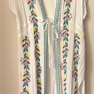 Embroidered White Swim Coverup